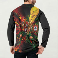 Personalized Portugal Football Champions 2026 Button Sweatshirt Rooster Mascot Comic Trophy Soccer Ball