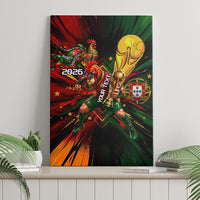Personalized Portugal Football Champions 2026 Canvas Wall Art Rooster Mascot Comic Trophy Soccer Ball
