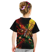 Personalized Portugal Football Champions 2026 Kid T Shirt Rooster Mascot Comic Trophy Soccer Ball