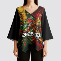 Personalized Portugal Football Champions 2026 Kimono Sleeve Blouse Rooster Mascot Comic Trophy Soccer Ball