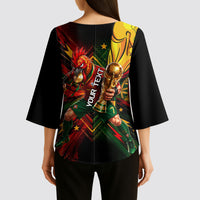 Personalized Portugal Football Champions 2026 Kimono Sleeve Blouse Rooster Mascot Comic Trophy Soccer Ball