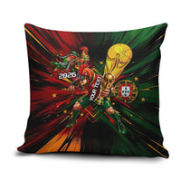 Personalized Portugal Football Champions 2026 Pillow Cover Rooster Mascot Comic Trophy Soccer Ball