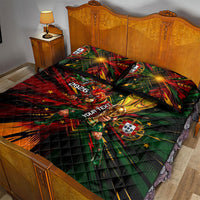 Personalized Portugal Football Champions 2026 Quilt Bed Set Rooster Mascot Comic Trophy Soccer Ball