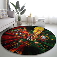 Personalized Portugal Football Champions 2026 Round Carpet Rooster Mascot Comic Trophy Soccer Ball