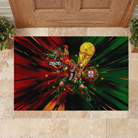 Personalized Portugal Football Champions 2026 Rubber Doormat Rooster Mascot Comic Trophy Soccer Ball