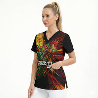 Personalized Portugal Football Champions 2026 Scrub Top Rooster Mascot Comic Trophy Soccer Ball