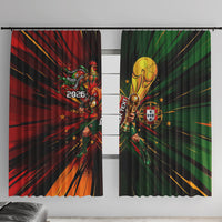 Personalized Portugal Football Champions 2026 Window Curtain Rooster Mascot Comic Trophy Soccer Ball