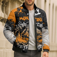 Personalized Montana Glacier National Park Bomber Puffer Jacket Urban Graffiti Street Art Paint Splatter