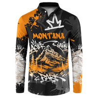 Personalized Montana Glacier National Park Button Sweatshirt Urban Graffiti Street Art Paint Splatter