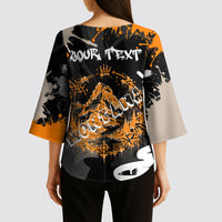 Personalized Montana Glacier National Park Kimono Sleeve Blouse Urban Graffiti Street Art Paint Splatter