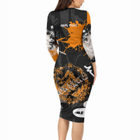 Personalized Montana Glacier National Park Long Sleeve Bodycon Dress Urban Graffiti Street Art Paint Splatter
