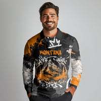 Personalized Montana Glacier National Park Long Sleeve Polo Shirt Urban Graffiti Street Art Paint Splatter