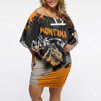 Personalized Montana Glacier National Park Off Shoulder Short Dress Urban Graffiti Street Art Paint Splatter