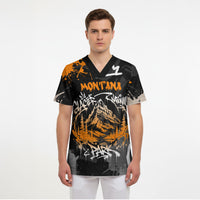 Personalized Montana Glacier National Park Scrub Top Urban Graffiti Street Art Paint Splatter