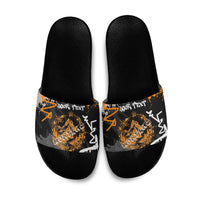 Personalized Montana Glacier National Park Slide Sandals Urban Graffiti Street Art Paint Splatter