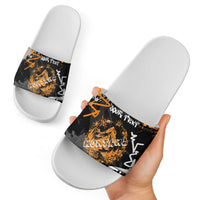 Personalized Montana Glacier National Park Slide Sandals Urban Graffiti Street Art Paint Splatter