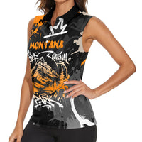 Personalized Montana Glacier National Park Women Sleeveless Polo Shirt Urban Graffiti Street Art Paint Splatter