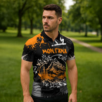 Personalized Montana Glacier National Park Zipper Polo Shirt Urban Graffiti Street Art Paint Splatter