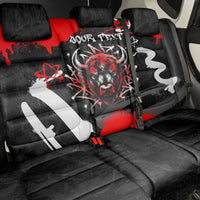 Personalized Montana Grizzly Bear and Bison Back Car Seat Cover Urban Graffiti Grunge Paint Splatter