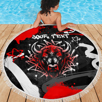 Personalized Montana Grizzly Bear and Bison Beach Blanket Urban Graffiti Grunge Paint Splatter