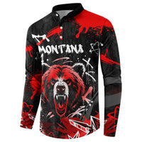 Personalized Montana Grizzly Bear and Bison Button Sweatshirt Urban Graffiti Grunge Paint Splatter