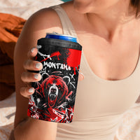 Personalized Montana Grizzly Bear and Bison 4 in 1 Can Cooler Tumbler Urban Graffiti Grunge Paint Splatter