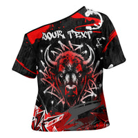 Personalized Montana Grizzly Bear and Bison Cross Shoulder Shirt Urban Graffiti Grunge Paint Splatter