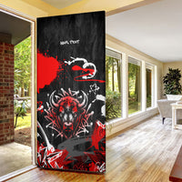 Personalized Montana Grizzly Bear and Bison Door Cover Urban Graffiti Grunge Paint Splatter