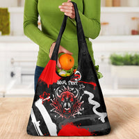 Personalized Montana Grizzly Bear and Bison Grocery Bag Urban Graffiti Grunge Paint Splatter