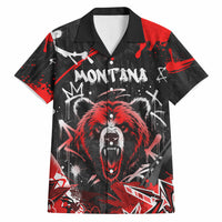Personalized Montana Grizzly Bear and Bison Hawaiian Shirt Urban Graffiti Grunge Paint Splatter