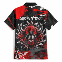 Personalized Montana Grizzly Bear and Bison Hawaiian Shirt Urban Graffiti Grunge Paint Splatter