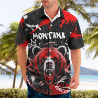 Personalized Montana Grizzly Bear and Bison Hawaiian Shirt Urban Graffiti Grunge Paint Splatter