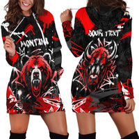 Personalized Montana Grizzly Bear and Bison Hoodie Dress Urban Graffiti Grunge Paint Splatter