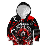 Personalized Montana Grizzly Bear and Bison Kid Hoodie Urban Graffiti Grunge Paint Splatter