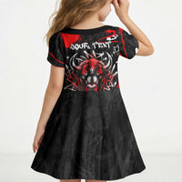 Personalized Montana Grizzly Bear and Bison Kid Short Sleeve Dress Urban Graffiti Grunge Paint Splatter