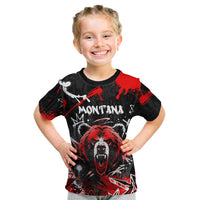 Personalized Montana Grizzly Bear and Bison Kid T Shirt Urban Graffiti Grunge Paint Splatter