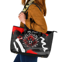 Personalized Montana Grizzly Bear and Bison Leather Tote Bag Urban Graffiti Grunge Paint Splatter