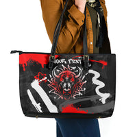 Personalized Montana Grizzly Bear and Bison Leather Tote Bag Urban Graffiti Grunge Paint Splatter