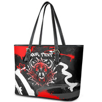 Personalized Montana Grizzly Bear and Bison Leather Tote Bag Urban Graffiti Grunge Paint Splatter