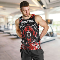 Personalized Montana Grizzly Bear and Bison Men Tank Top Urban Graffiti Grunge Paint Splatter