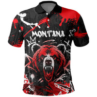 Personalized Montana Grizzly Bear and Bison Polo Shirt Urban Graffiti Grunge Paint Splatter