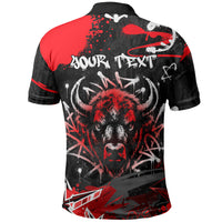 Personalized Montana Grizzly Bear and Bison Polo Shirt Urban Graffiti Grunge Paint Splatter