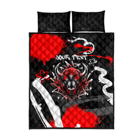 Personalized Montana Grizzly Bear and Bison Quilt Bed Set Urban Graffiti Grunge Paint Splatter
