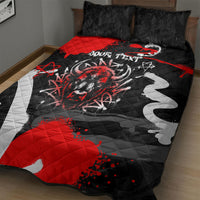 Personalized Montana Grizzly Bear and Bison Quilt Bed Set Urban Graffiti Grunge Paint Splatter