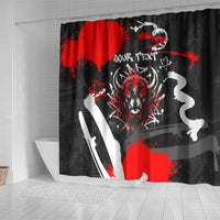 Personalized Montana Grizzly Bear and Bison Shower Curtain Urban Graffiti Grunge Paint Splatter
