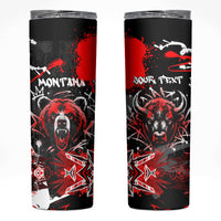 Personalized Montana Grizzly Bear and Bison Skinny Tumbler Urban Graffiti Grunge Paint Splatter