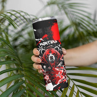 Personalized Montana Grizzly Bear and Bison Skinny Tumbler Urban Graffiti Grunge Paint Splatter