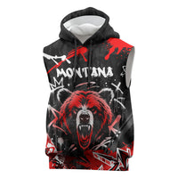 Personalized Montana Grizzly Bear and Bison Sleeveless Hoodie Urban Graffiti Grunge Paint Splatter