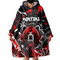 Personalized Montana Grizzly Bear and Bison Wearable Blanket Hoodie Urban Graffiti Grunge Paint Splatter