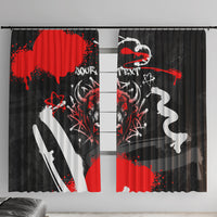 Personalized Montana Grizzly Bear and Bison Window Curtain Urban Graffiti Grunge Paint Splatter